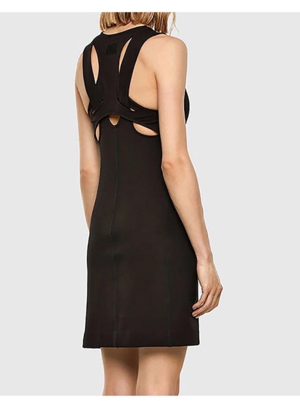 DIESEL Black Ponte Knit Sleeveless Shift Dress XS Edgy Minimalist - Picture 6 of 9